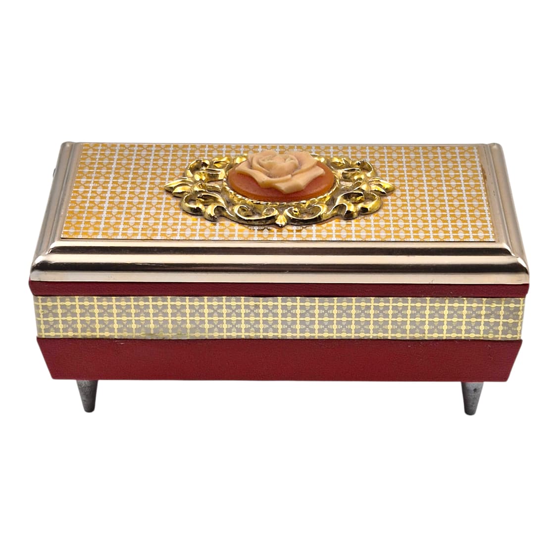 70s 실버 레더 로즈 카메오 오르골 보석함 상품이미지3