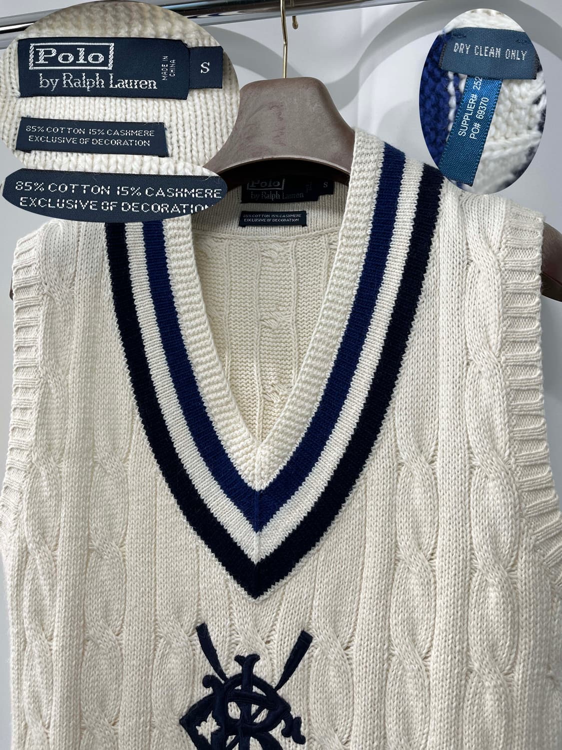 폴로 랄프로렌 캐시미어 코튼 1922-1923 로잉클럽 크리켓 니트베스트 상품이미지3