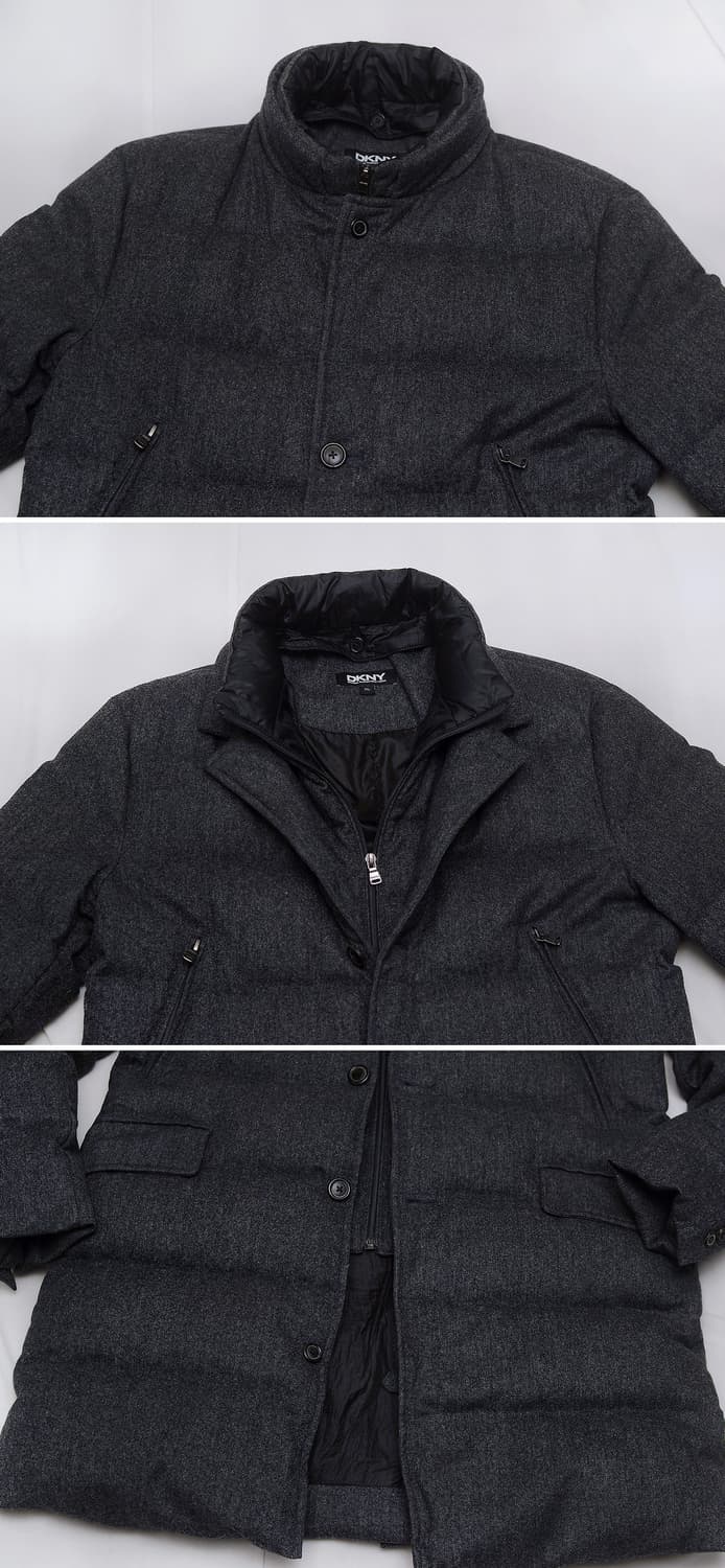 DKNY 이태리 울실크 구스다운 투인원 롱패딩 코트 (100-105) 상품이미지4