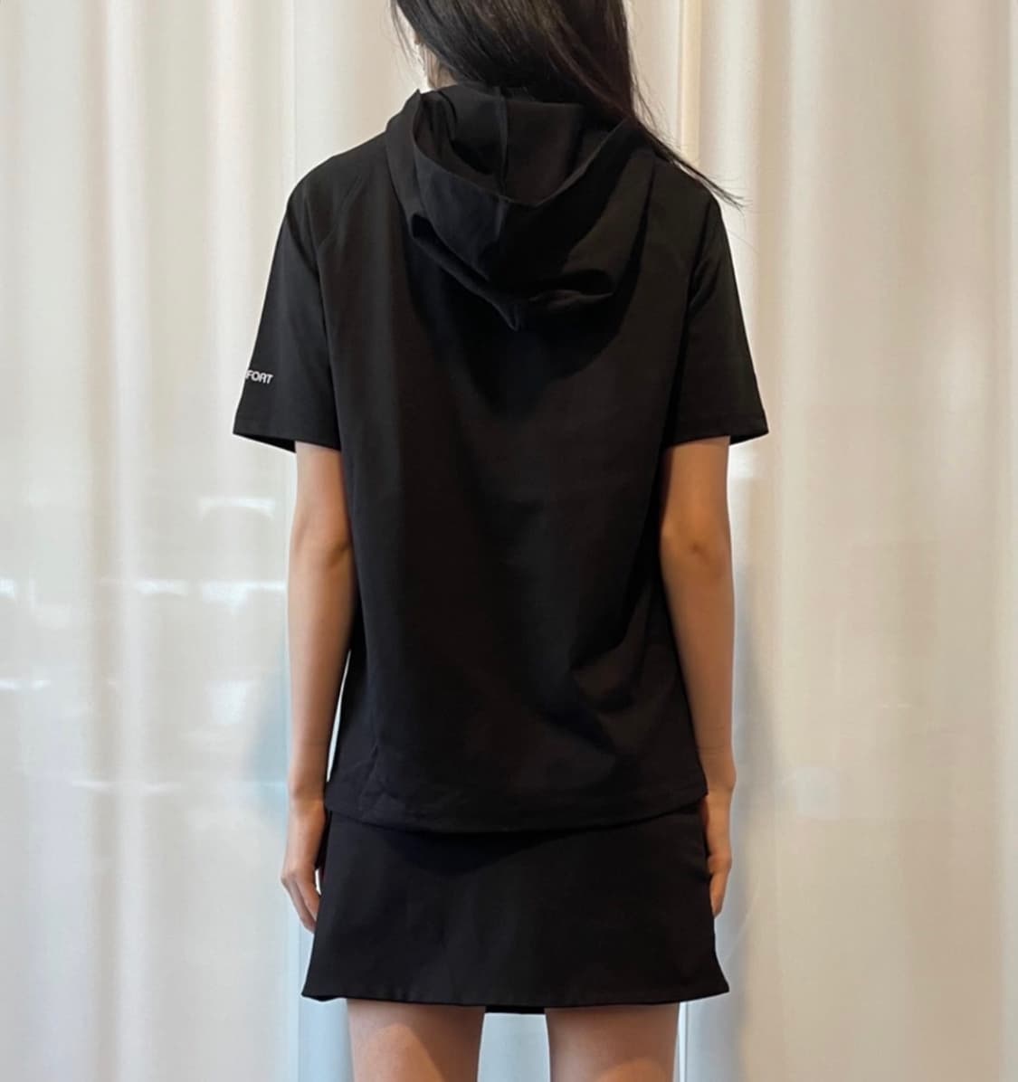 지초이 22-004 반팔 후드 블랙 상품이미지1