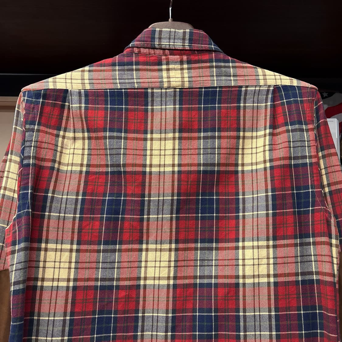 90s 폴로 랄프로렌 플래드 체크 레더패치 플란넬 워크셔츠 N1079 상품이미지5