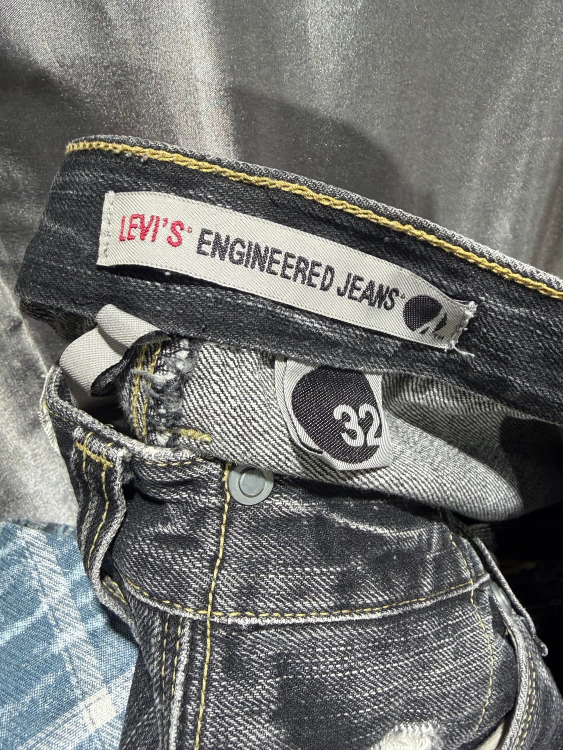 32in LEVI'S 리바이스 엔지니어드진 1999 워싱 데미지 흑청 데 상품이미지8