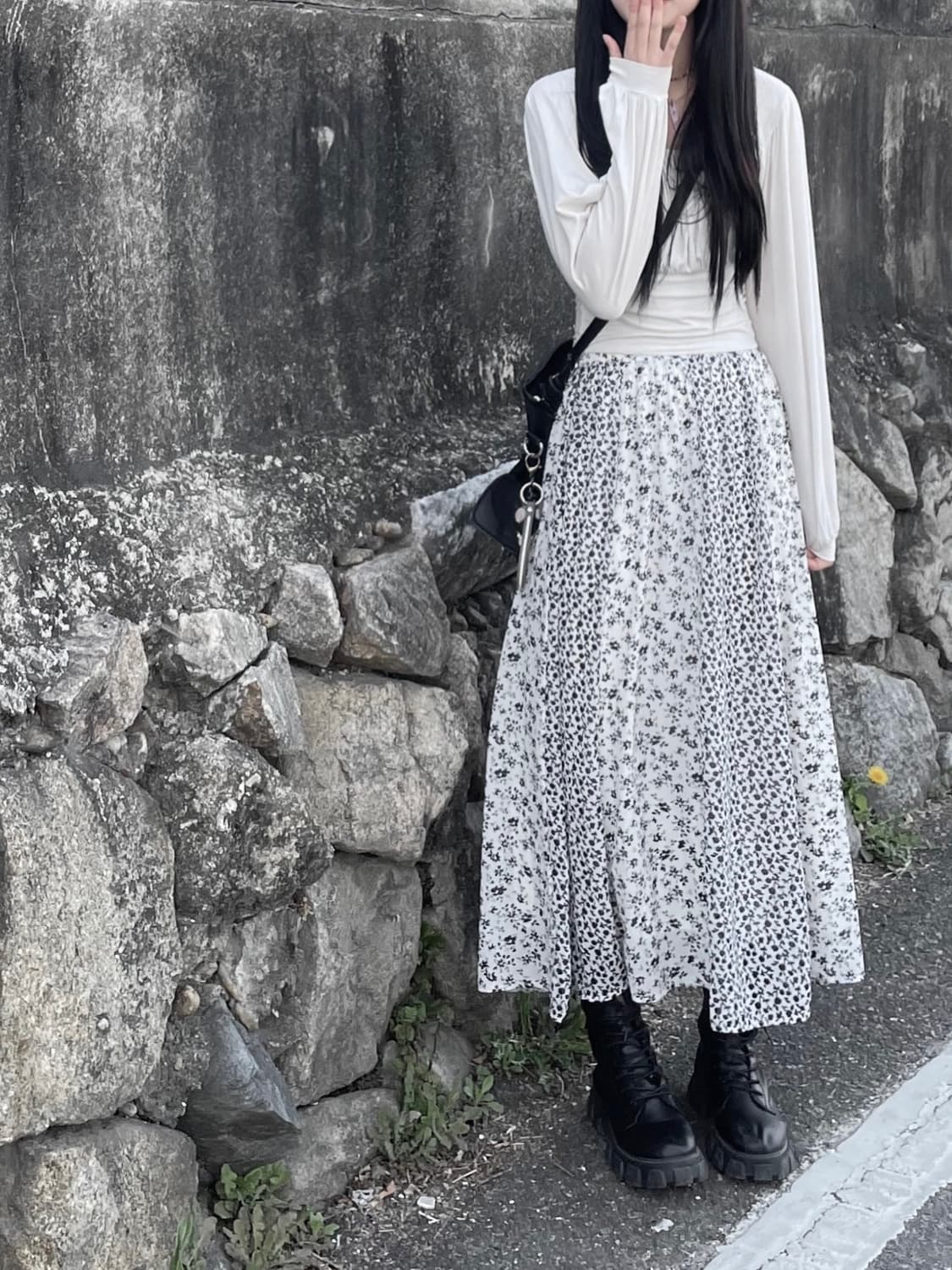 빈티지 플라워 패치 스커트 상품이미지1