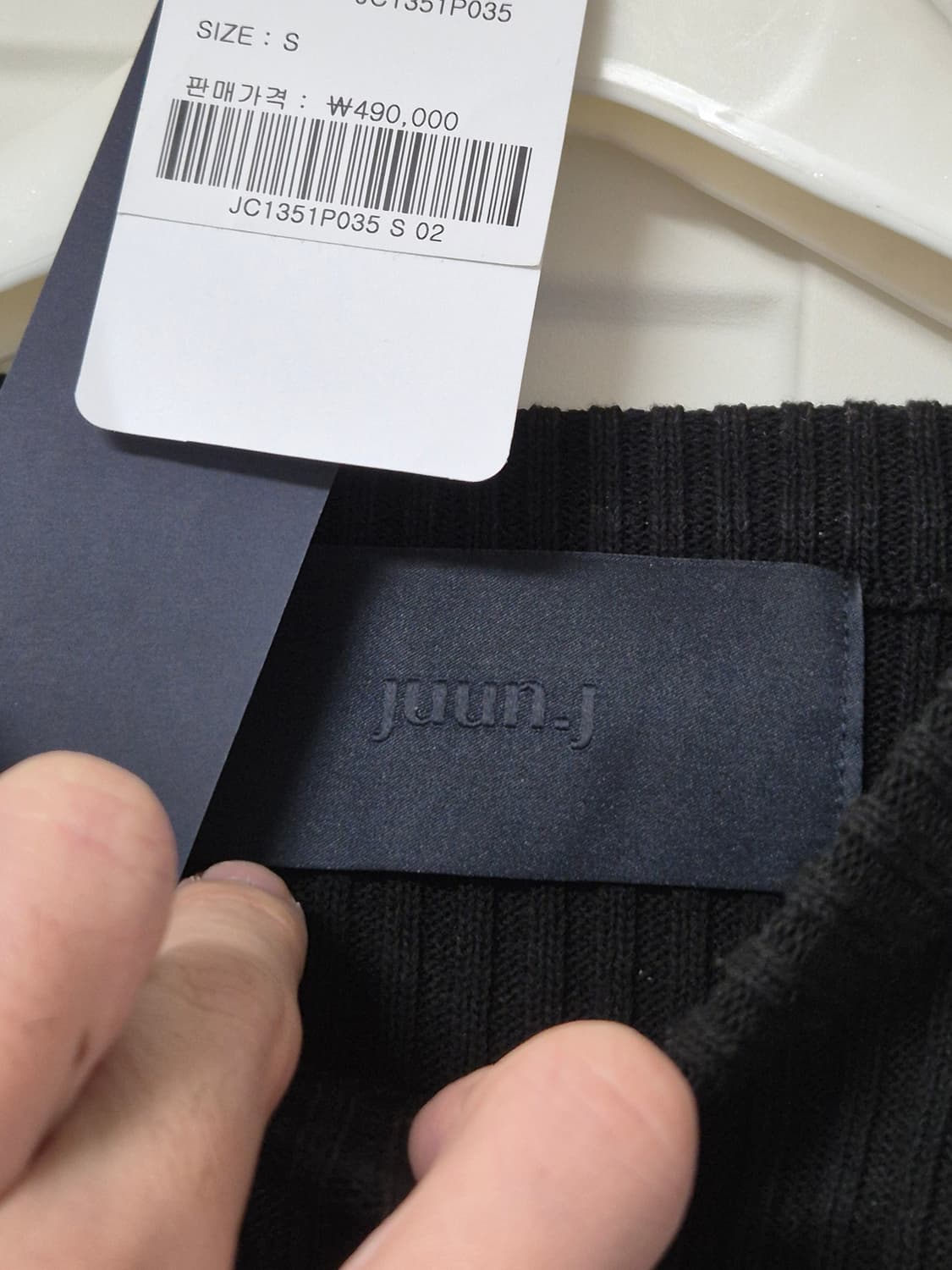 (새상품/S) 준지 FW21 코만도 견장 골지 니트 블랙 상품이미지4