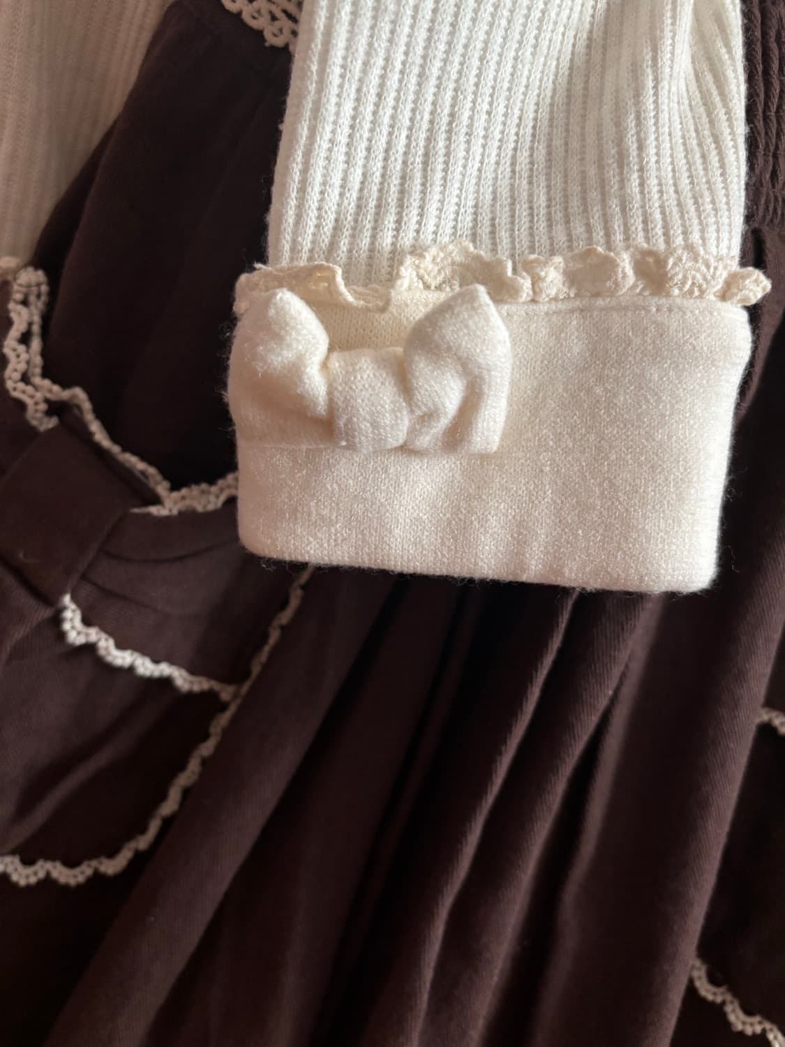 리즈리사 히메카지 라떼갸루 레이스 리본 니트 서스펜더 멜빵 스커트 일괄 상품이미지4