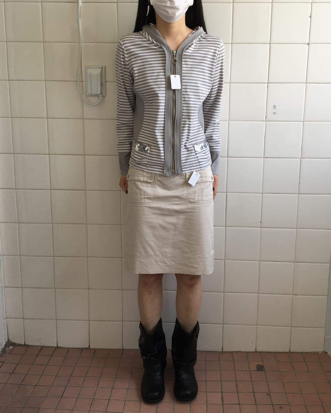 Hiroko bis stripe pattern hood zip up 상품이미지1