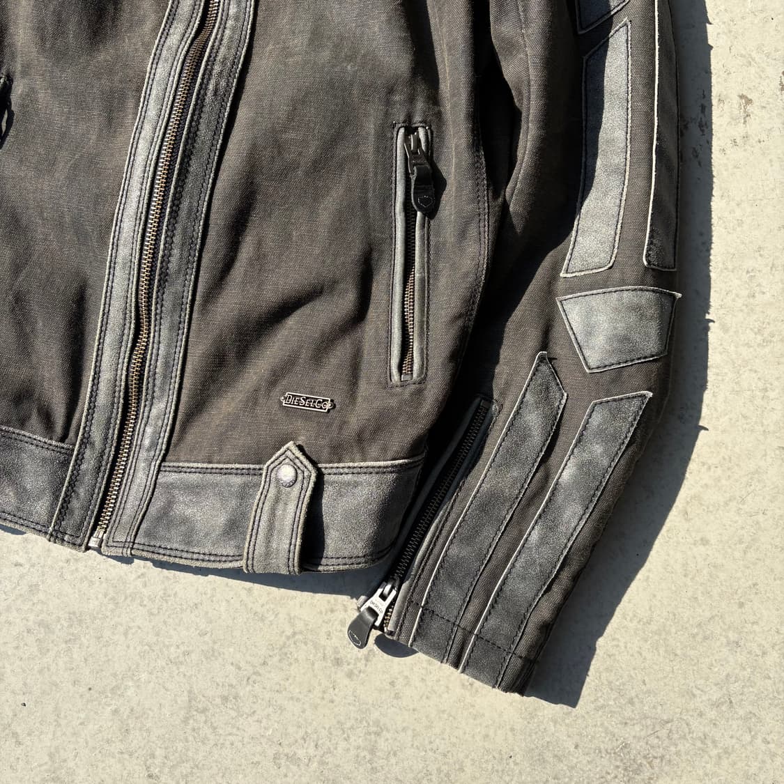 디젤 워시드 코튼&스웨이드 바이커 자켓 상품이미지4