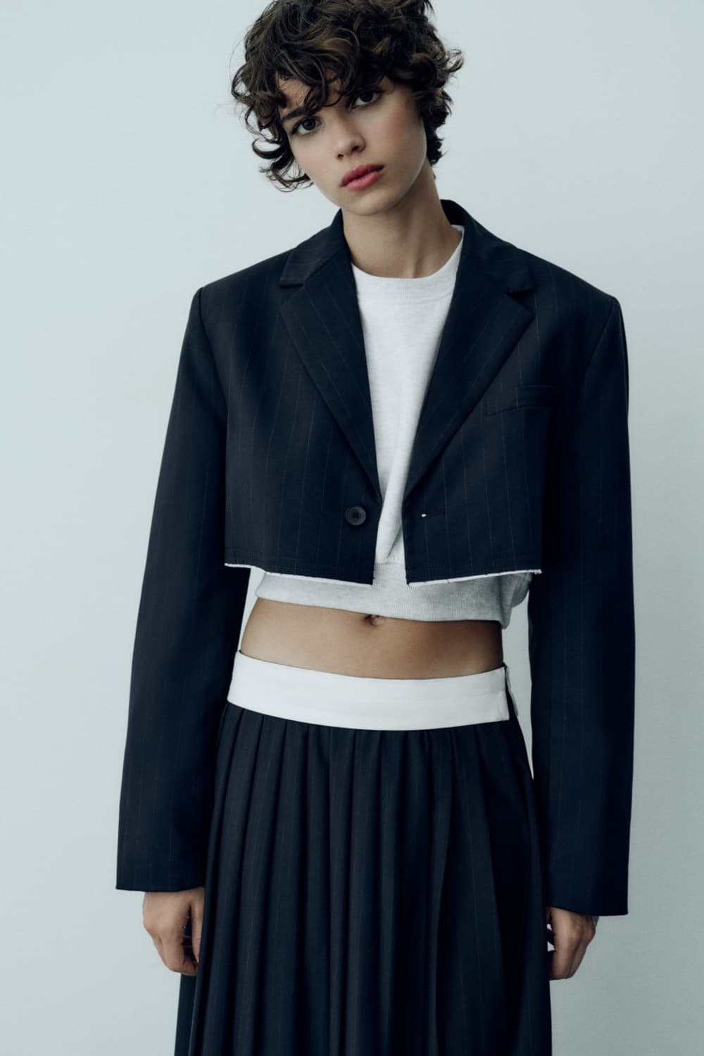 ZARA 자라 스트라이프 크롭 봄버 블레이저  상품이미지4