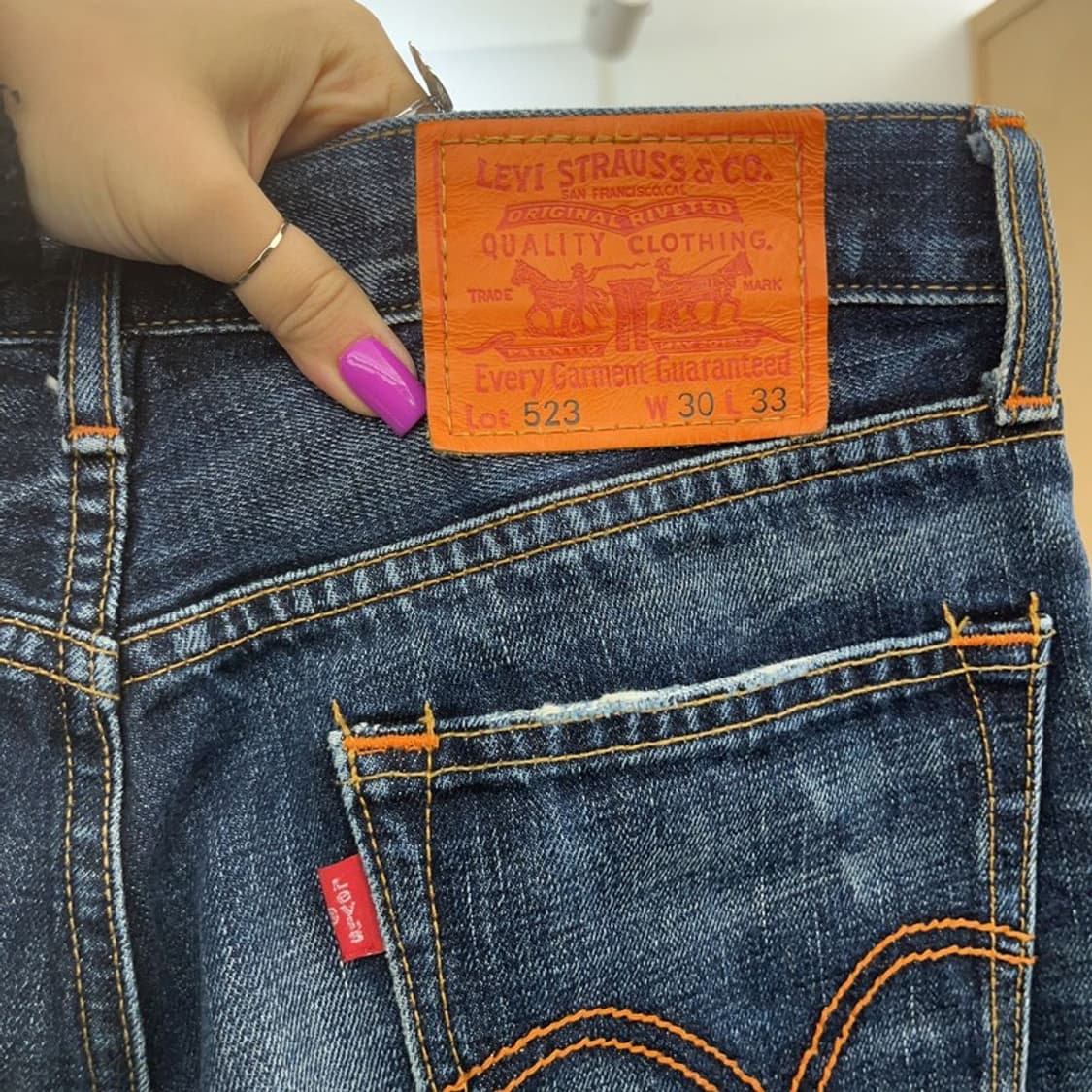 리바이스 523 빈티지 레트로 오렌지패치 데님팬츠 30인치 C07144 상품이미지5