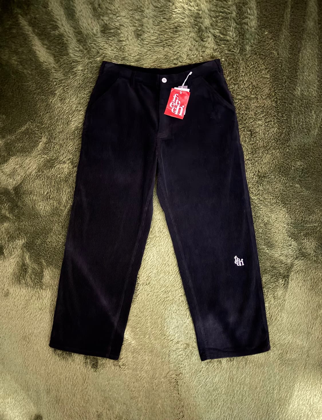 [XL] Fetch 페치 선데이 자수 로고 코듀로이 워크 팬츠 블랙 상품이미지1