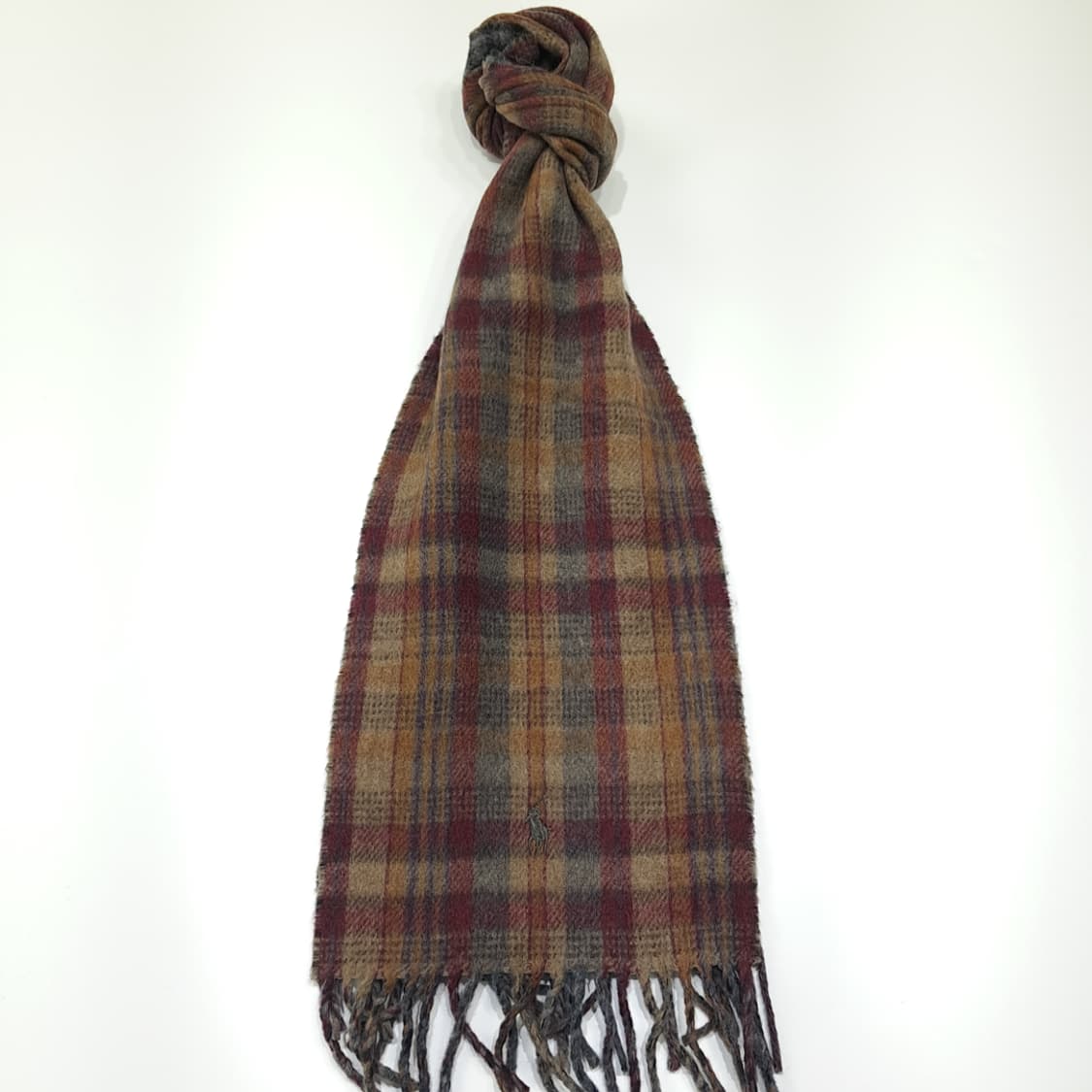 MX513 폴로 90s 이태리판 울 양면 타탄 브라운 머플러 목도리 상품이미지1