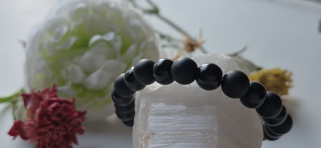 남자 팔찌 천연석 블랙 오닉스 원석 핸드메이드 팔찌 무광 유광 상품이미지2