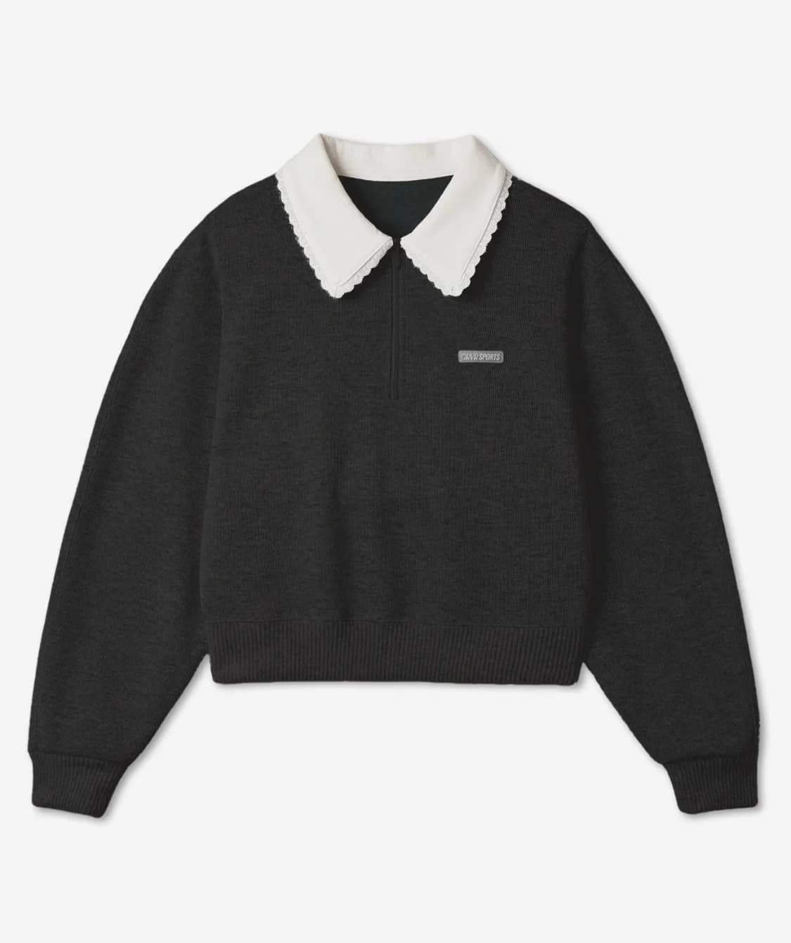 LACE COLLAR SWEAT SHIRTS BLACK 상품이미지1
