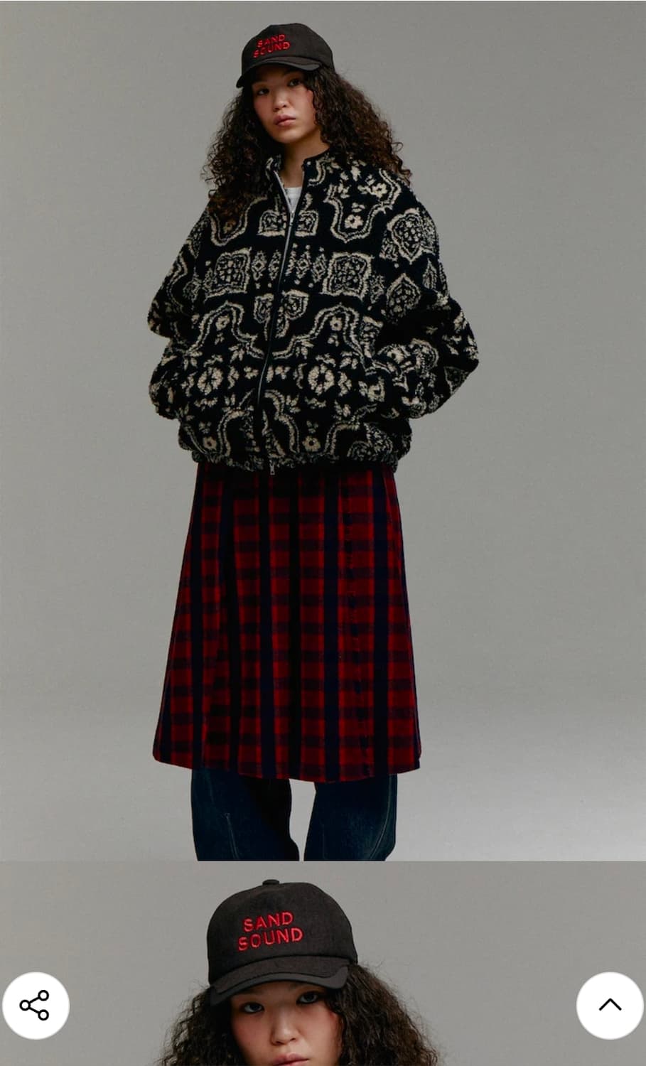 (UNISEX) SandSound노르딕 패턴 후리스 점퍼 블랙 상품이미지3