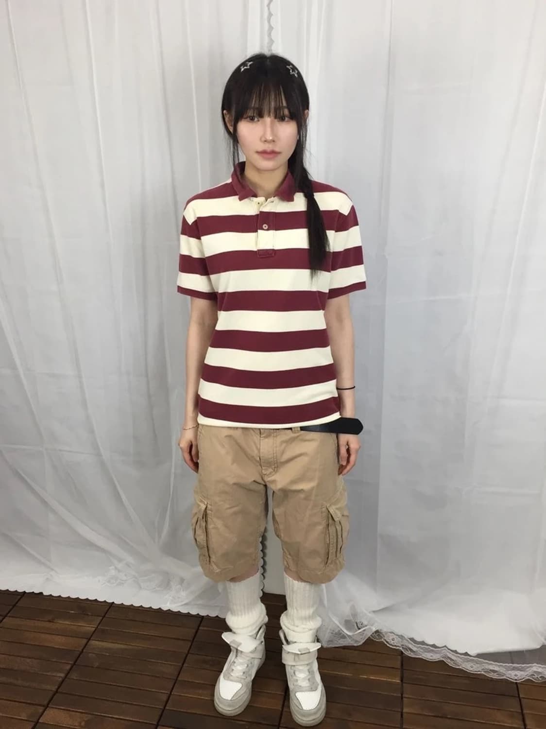 J.CREW Burgundy Stripe Polo Shirt 상품이미지1