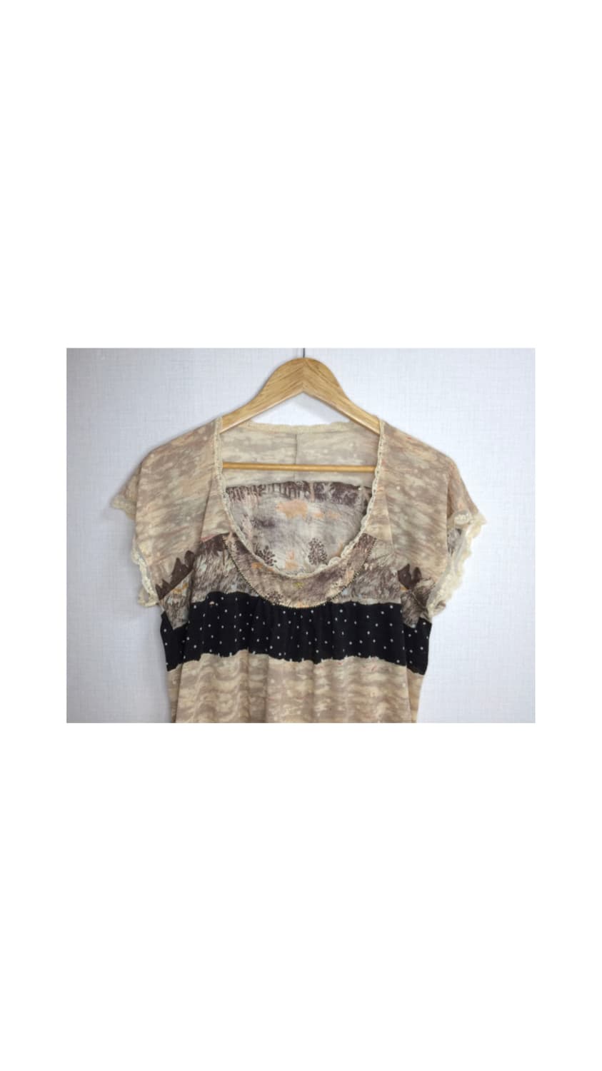 빈티지 베이지 레이스 도트 무늬 원피스 튜닉 상품이미지2