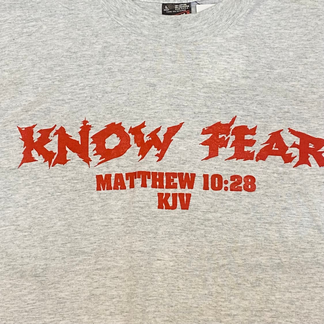 미국 빈티지  80s KNOW FEAR 프린팅 반팔티 락티셔츠 상품이미지5