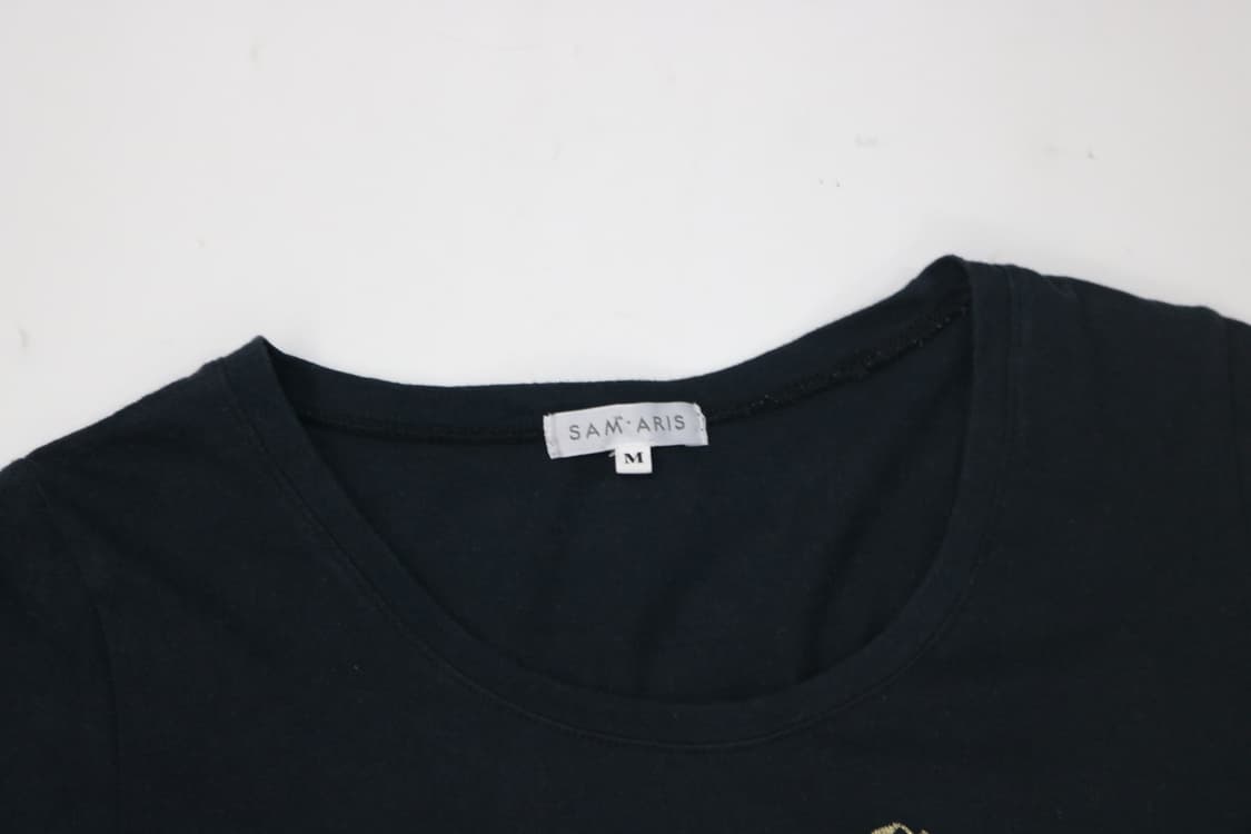 SAM ARIS 샘아리스 빈티지 크라운 골드 프린팅 블랙 반팔 티셔츠 M 상품이미지4