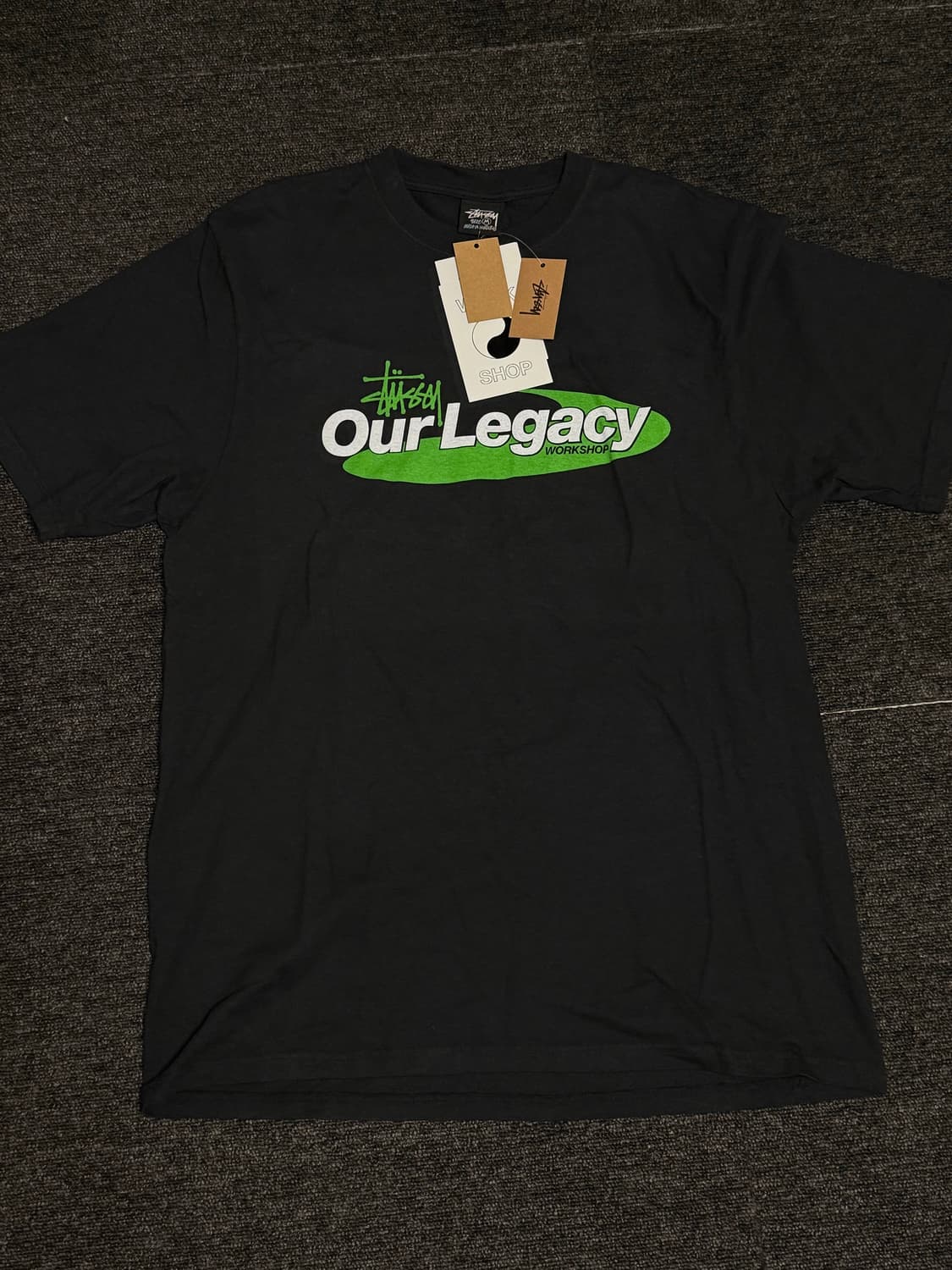 [M] 스투시 x 아워레가시 워크샵 스윌 피그먼트 다이드 티셔츠 블랙 상품이미지1