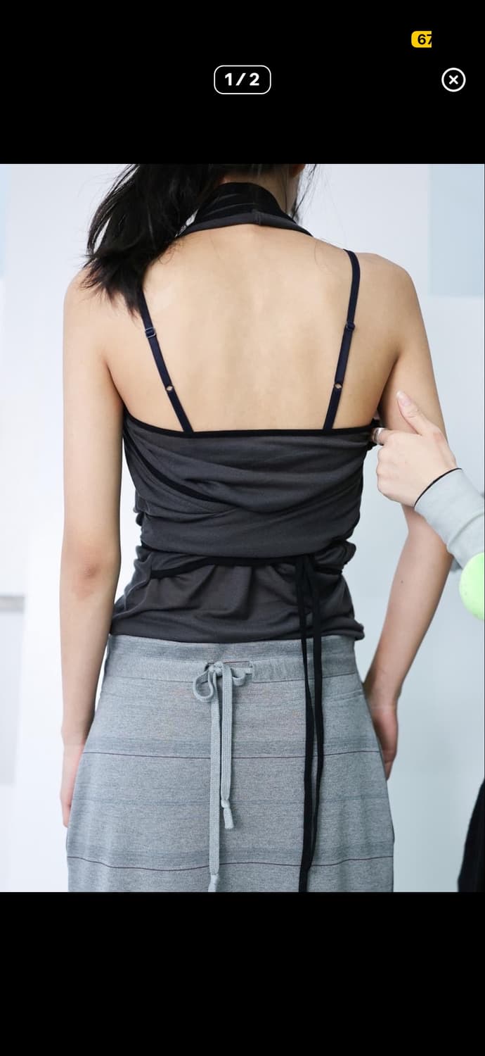 울리카상투스 Ulika Sanctus 홀터 랩 슬리브리스 챠콜 상품이미지2