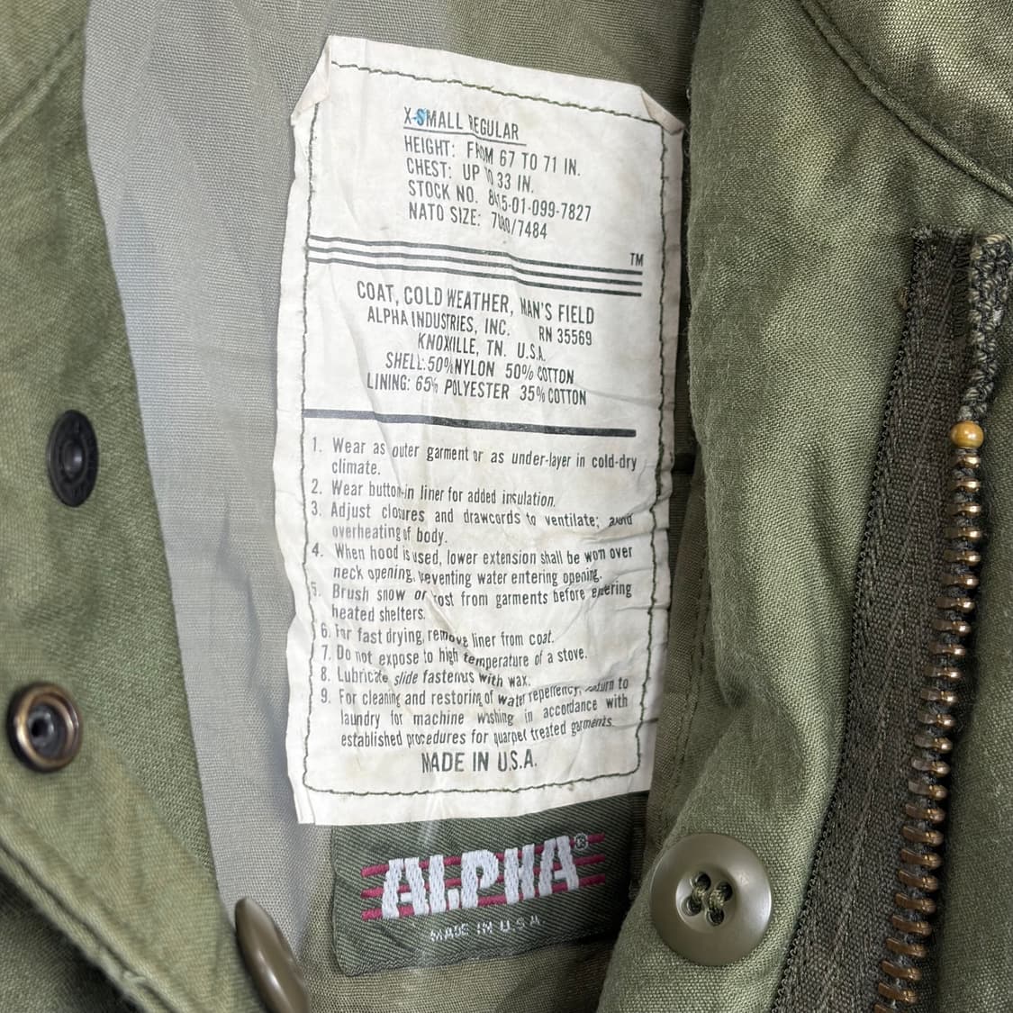 80s 알파인더스트리 m65 필드 자켓 야상 상품이미지6