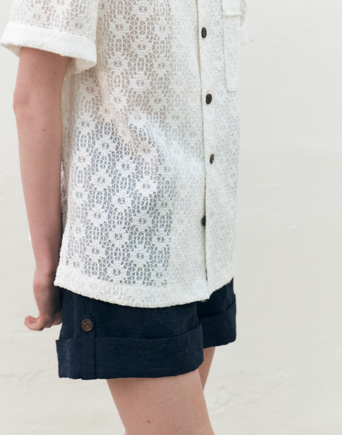 쿠메 kume lace embroidered cotton shirt 상품이미지5