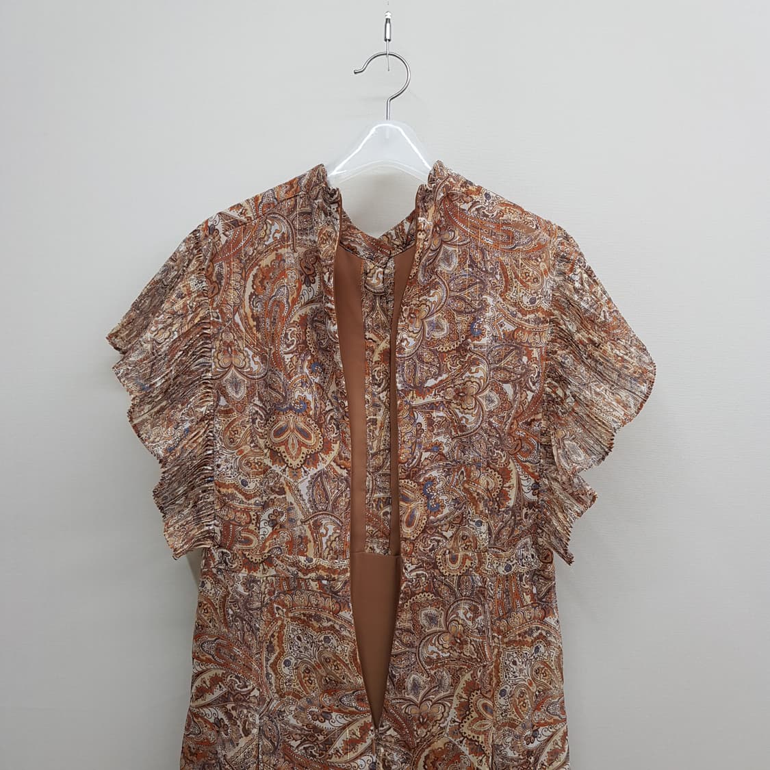 모조에스핀 2021 페이즐리 러플 플리츠 원피스 M사이즈 상품이미지6