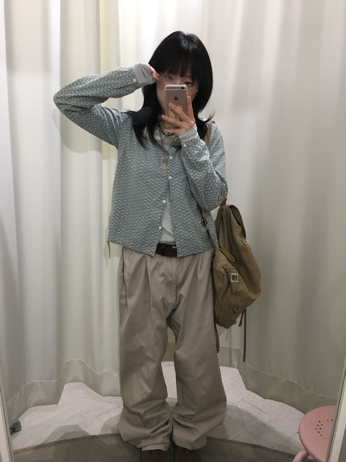 둥카라 슬리브 + 잔꽃 블라우스 모리 상의 세트 상품이미지5