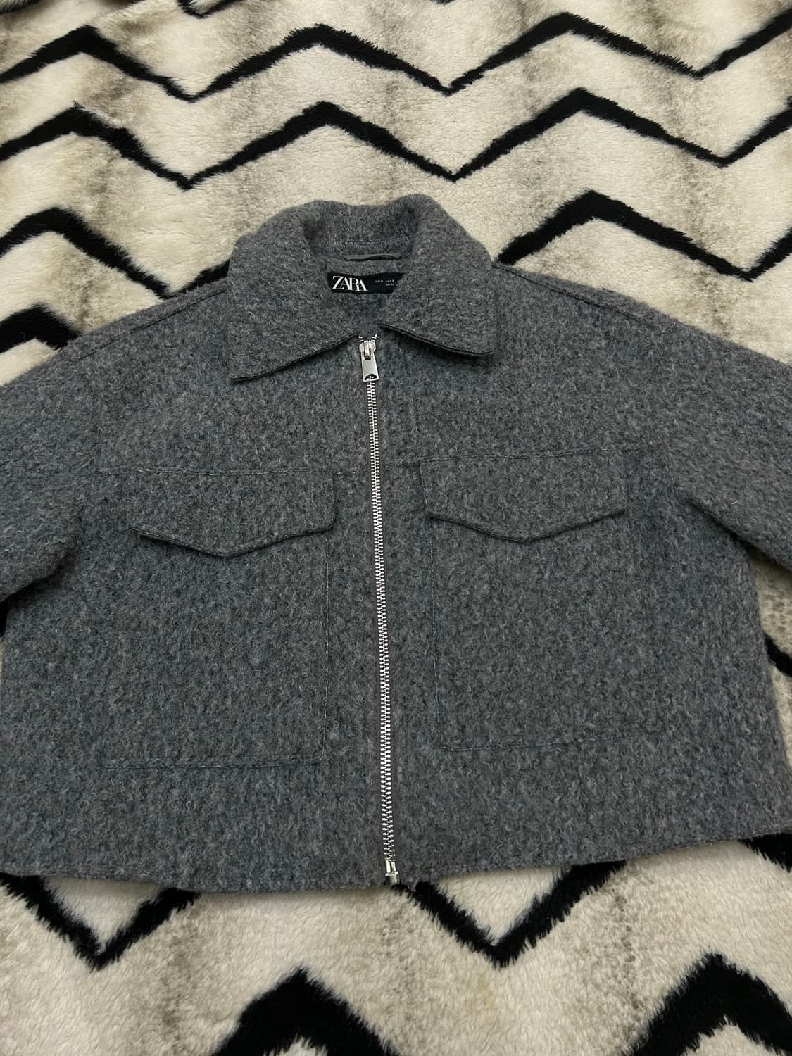 [한국M]ZARA 크롭 부클레 자켓/그레이 상품이미지4