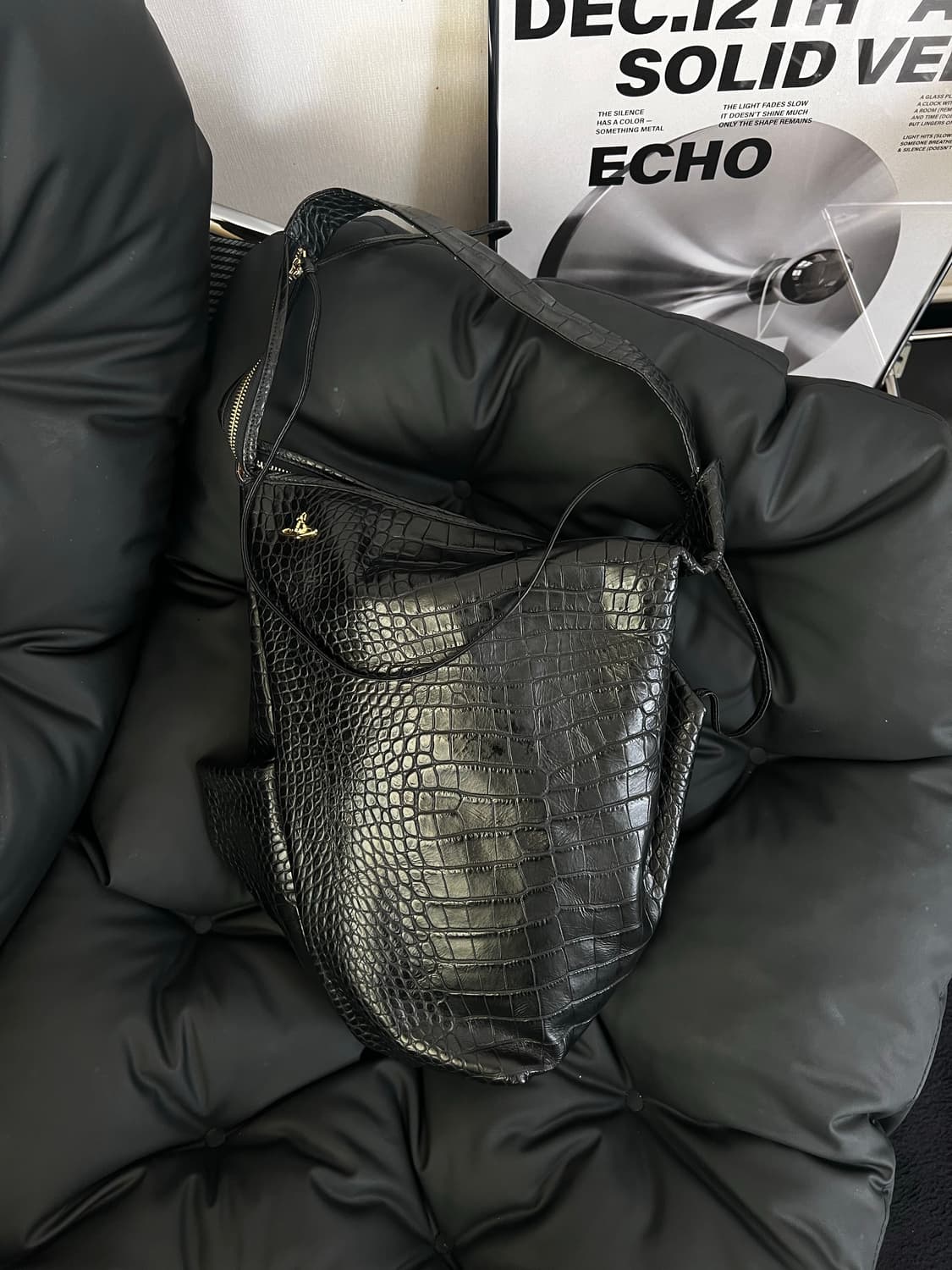 Rare 비비안웨스트우드 블랙 크로크 숄더백 상품이미지2