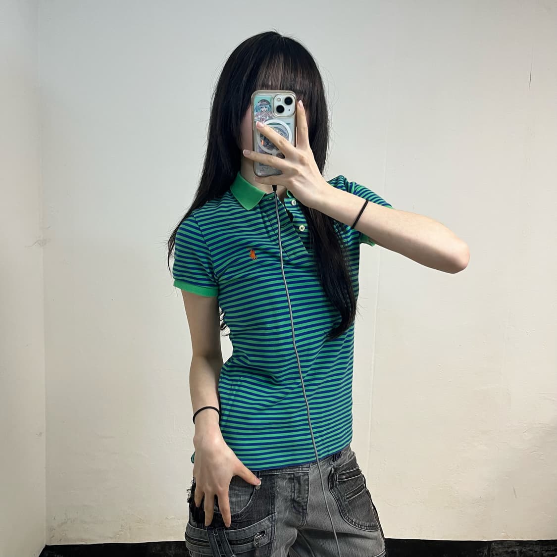 Polo green stripe collar T-shirts 상품이미지2