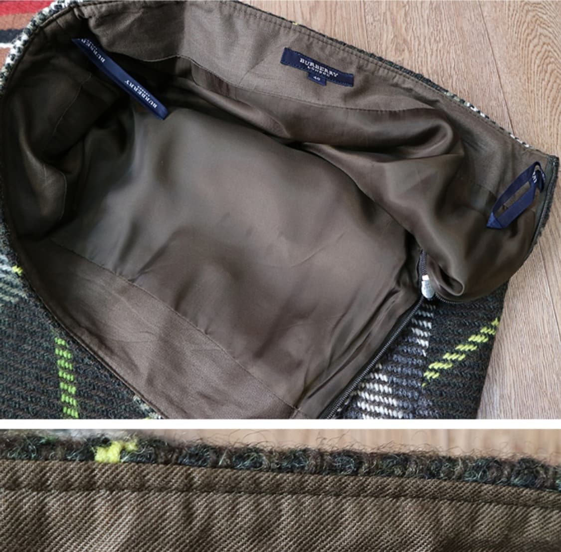 일본판 BURBERRY 버버리 런던 울100% 두툼한 체크 트위드 스커트 상품이미지5