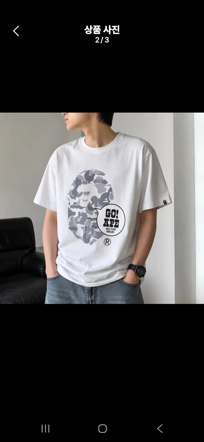 BAPE 베이프 고! 에이프 반팔 티셔츠 블랙 S 상품이미지2