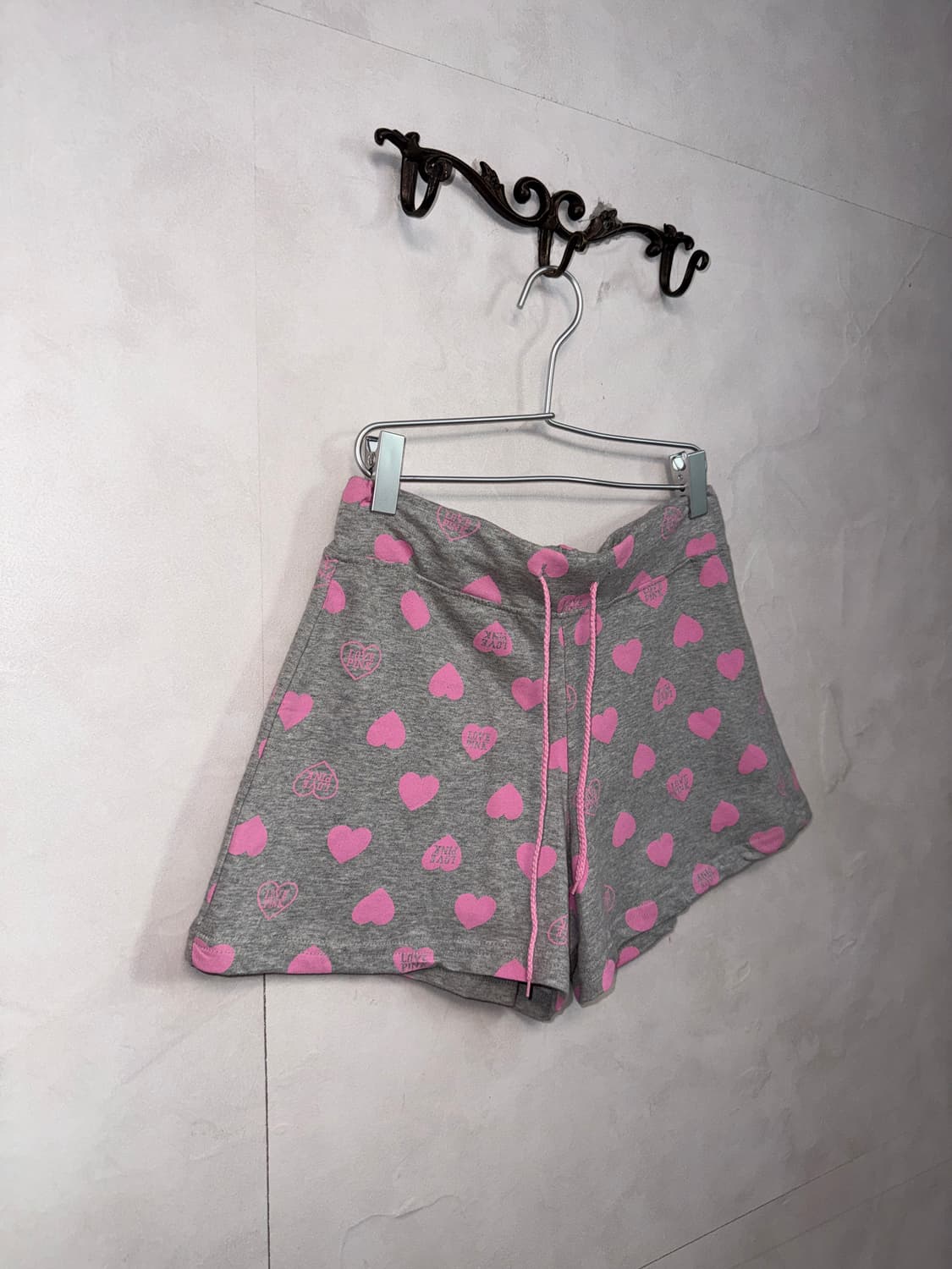 Pink gray heart logo sweat shorts 상품이미지2