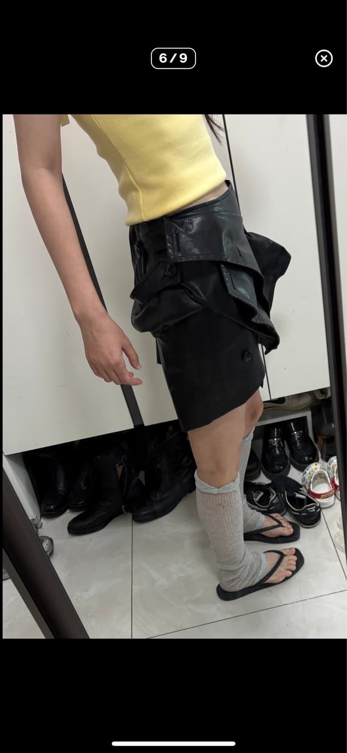 준야와타나베 블랙 레자 미니스커트 상품이미지6