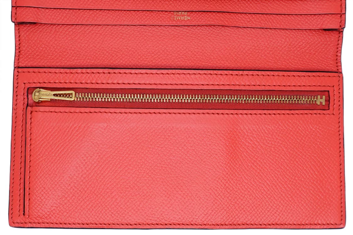 에르메스 베안 소플렛 레드오렌지 앱송 금장 남녀공용 엡송 장지갑 상품이미지7