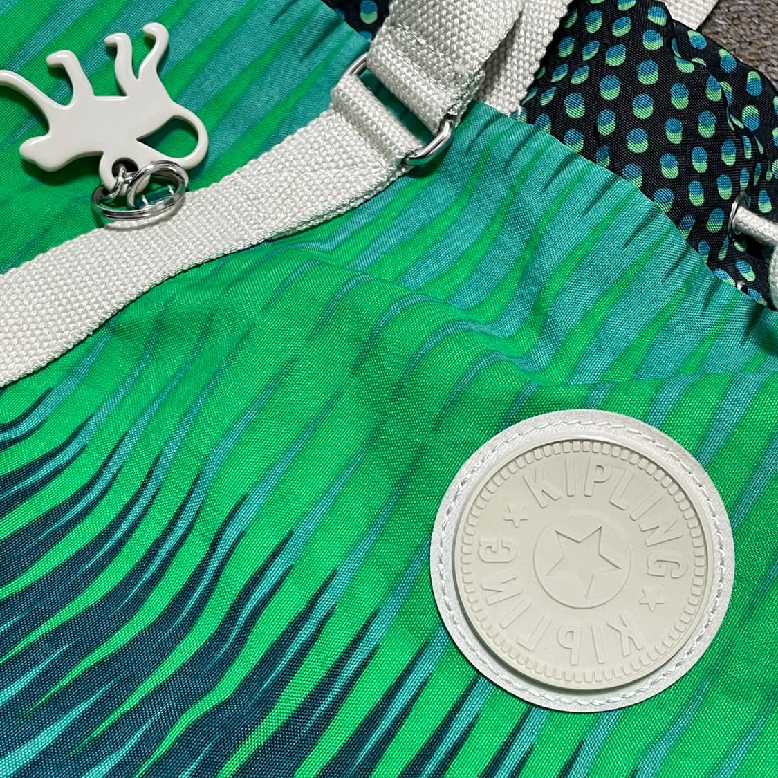 키플링 그린/블루 패턴 토트백 상품이미지2