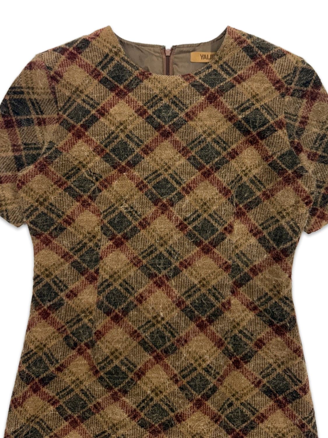 빈티지 YALIE 라이트 브라운 체크 미니 원피스 상품이미지2