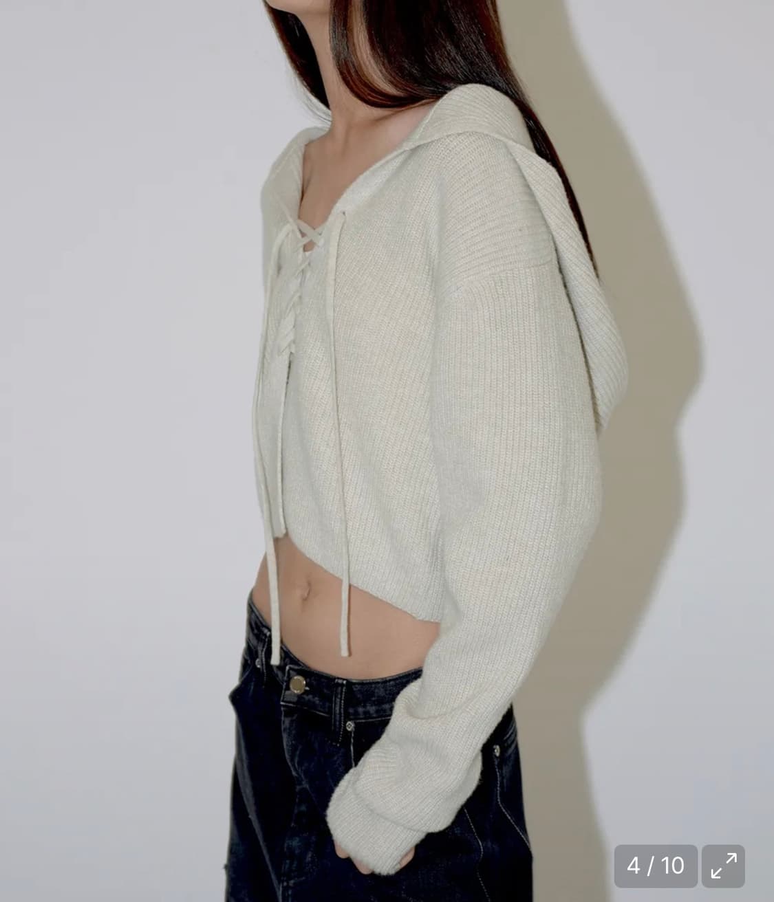 [다이애그널] 울 레이스업 후디 (오트밀) 상품이미지2