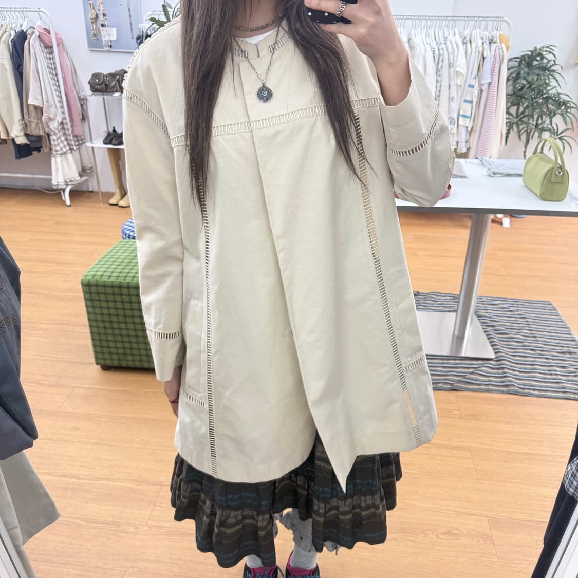 SJSJ 크림 논카라 트렌치자켓 상품이미지1