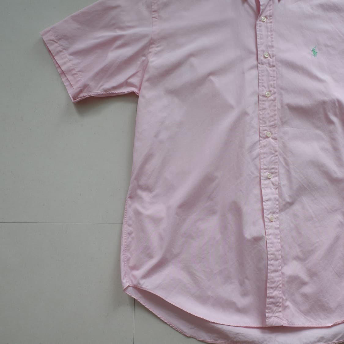 90s 폴로 랄프로렌 블레이크 반팔 핑크 셔츠 (L) 상품이미지4