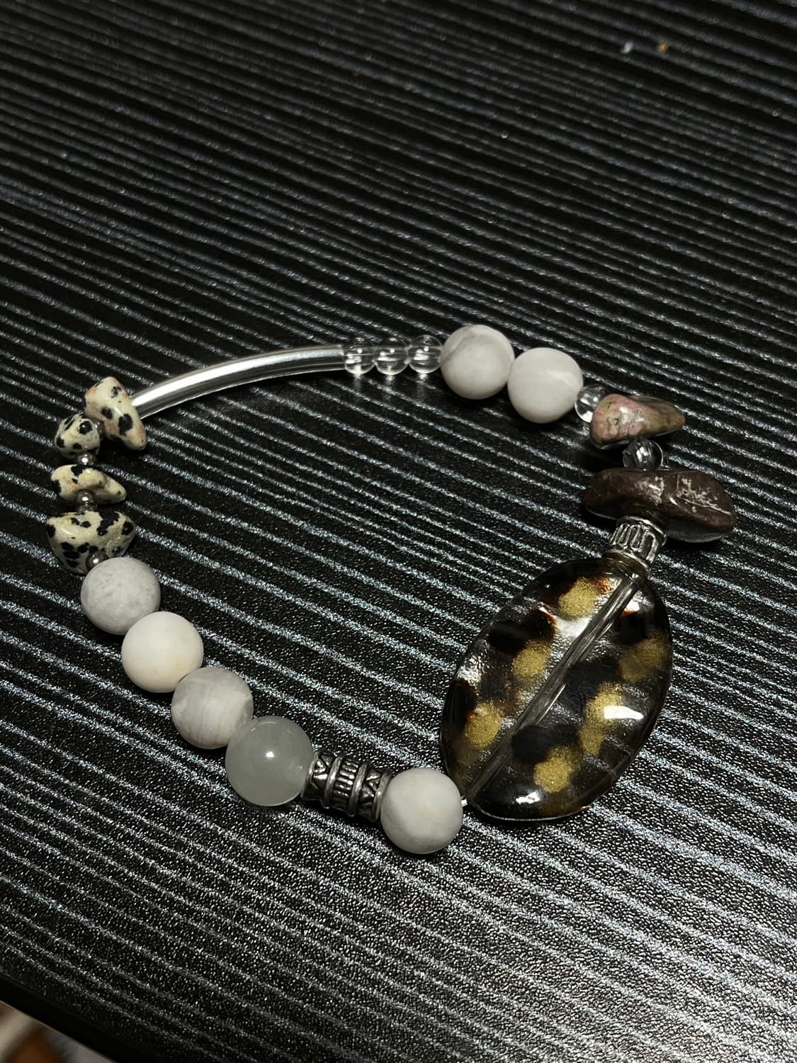 Mixed Stone & Graphic Pendant Bracelet 상품이미지1
