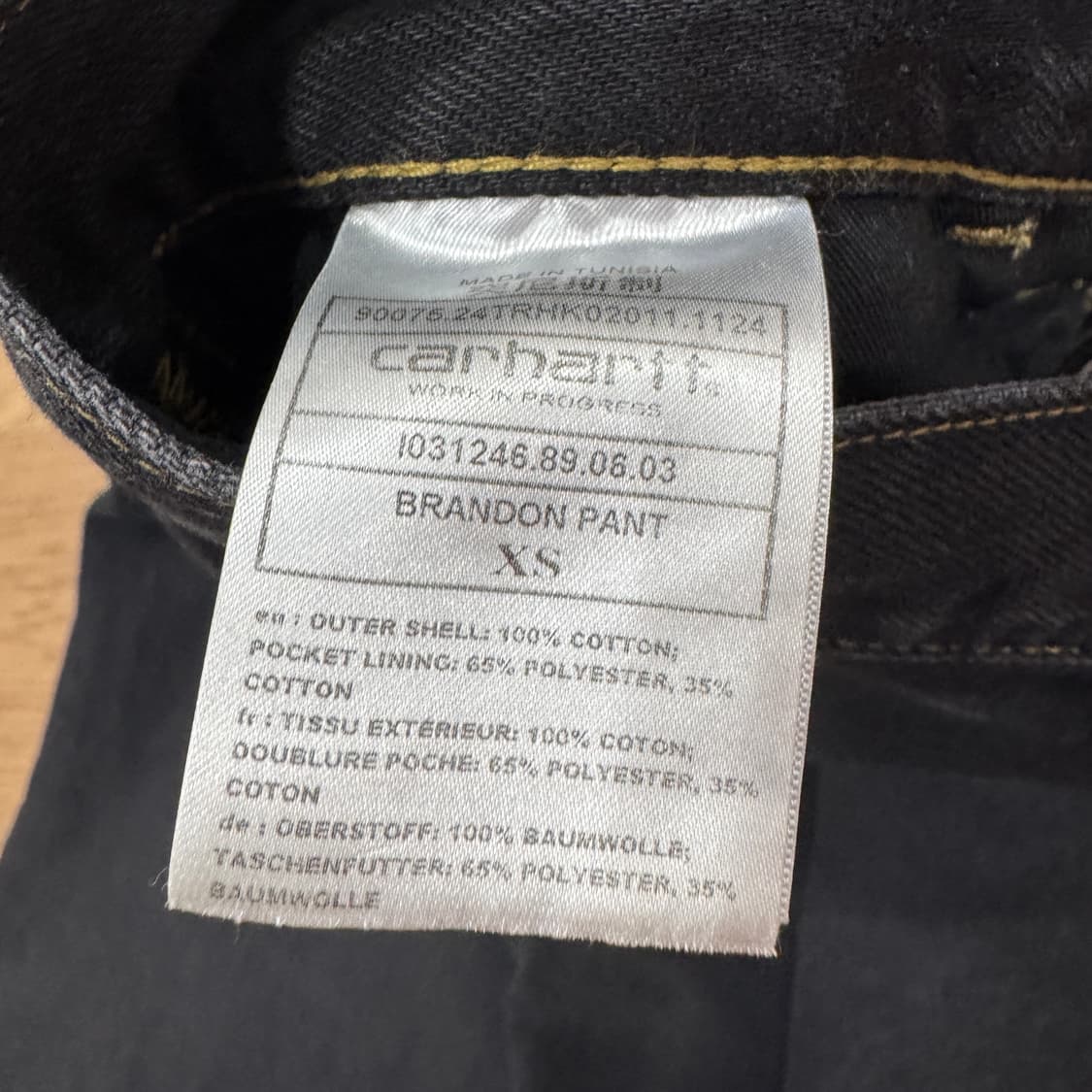 칼하트 WIP 브랜돈 팬츠 블랙 스톤 워시드 XS 상품이미지3