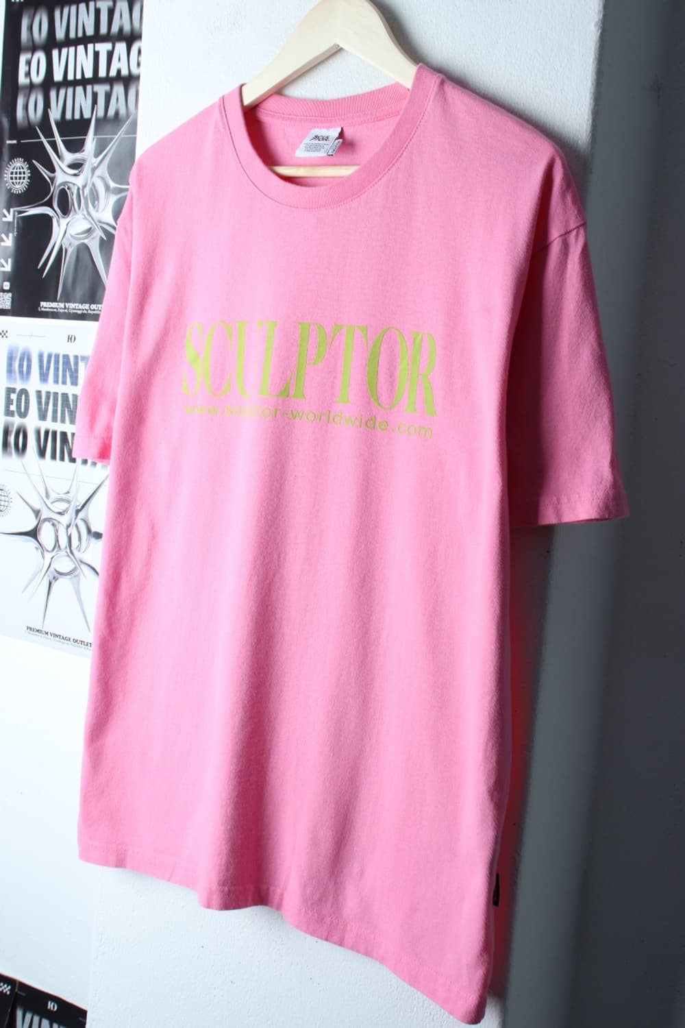 (L-2XL) 스컬프터 반팔 티셔츠 빅로고 핑크 올드스쿨-7B5F 상품이미지1