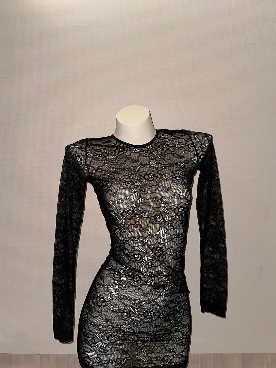 고스 빈티지 레이스 시스루 미니 롱슬리브  원피스 상품이미지3
