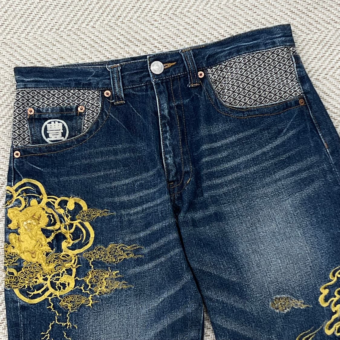 오리엔탈 자수 데님 하프팬츠 r3197 상품이미지3