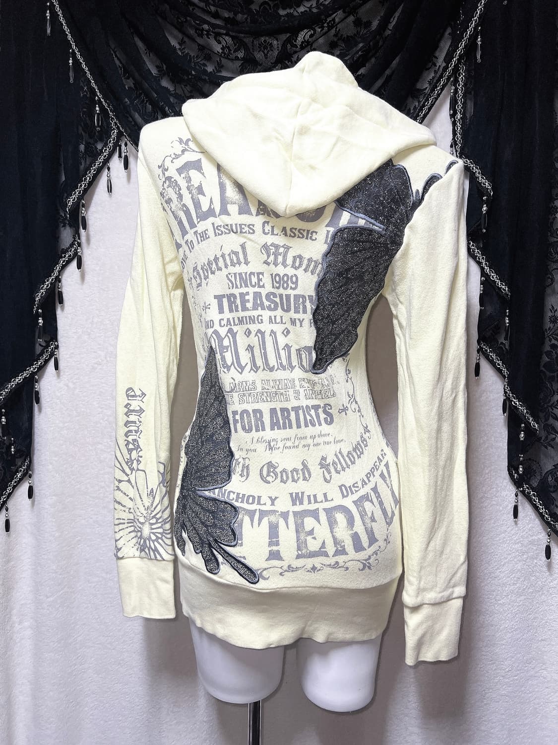 glitz 글리츠 갸루 펑크 y2k 와투케 레터링 투웨이 후드집업 원피스 상품이미지1