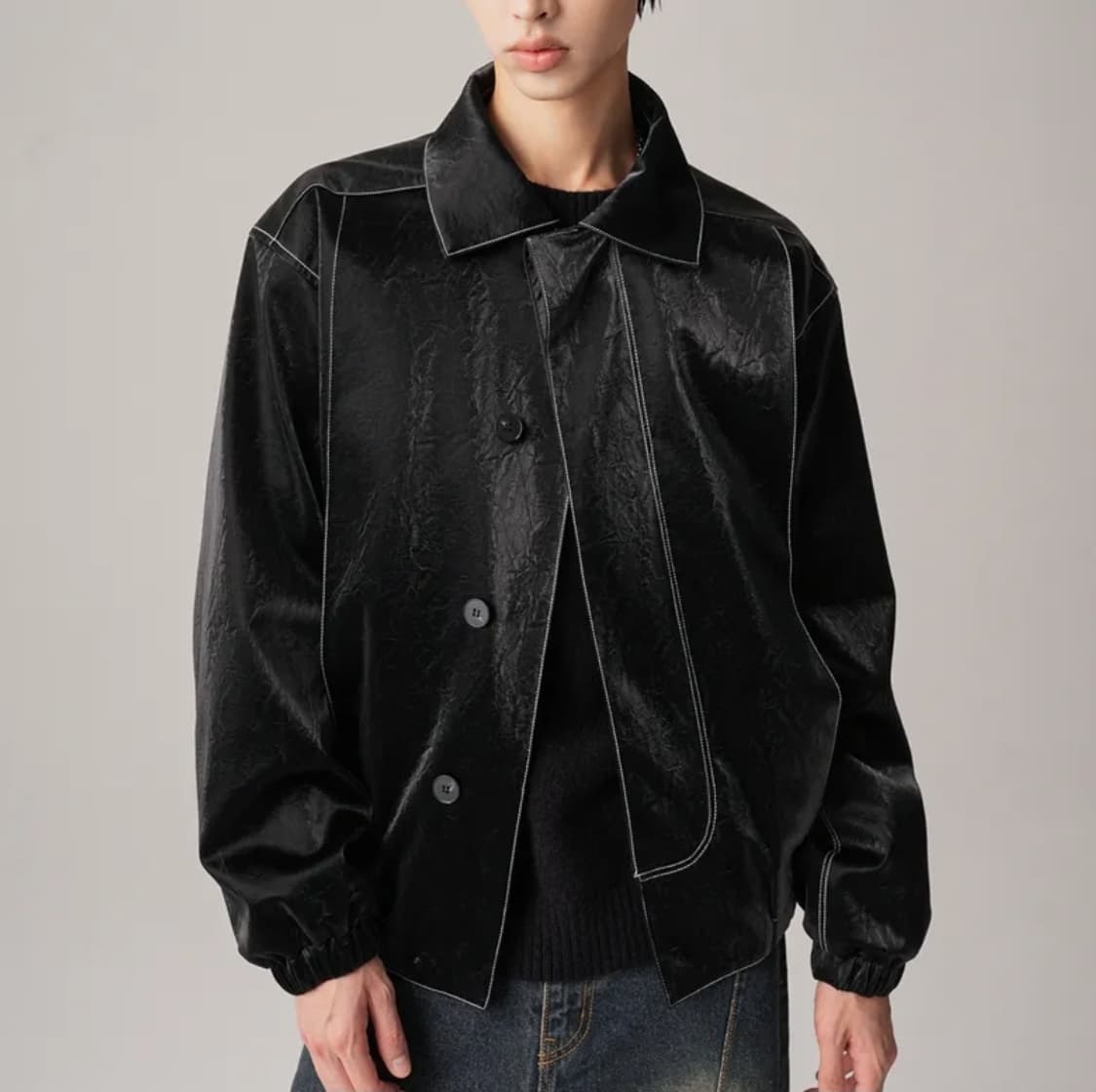 (택포) 어반드레스 아트 비건 레더 자켓 블랙 FREE B414 상품이미지2