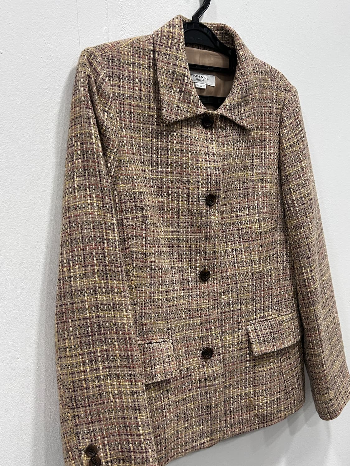 새상품급 파비안 울 트위드자켓 55 베이지 상품이미지3