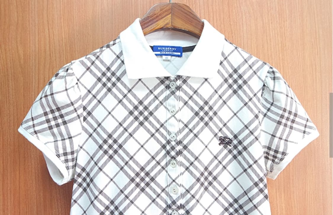 버버리 블루 라벨 체크 반팔 카라티 상품이미지2